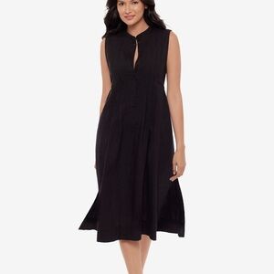 New Miraclesuit Pleated Beach Dress Cover Up size large linen black